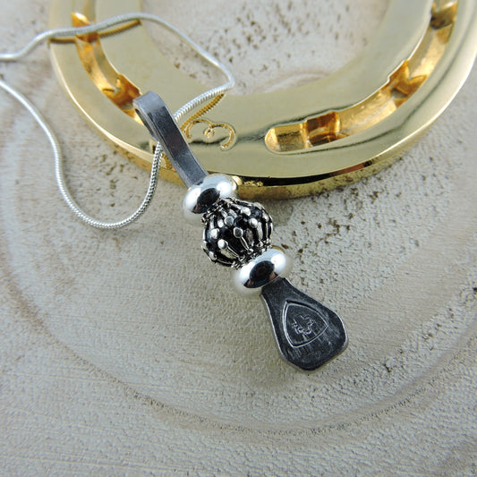 beautiful pendant, lucky charm, with Swiss hoof nail and pearls