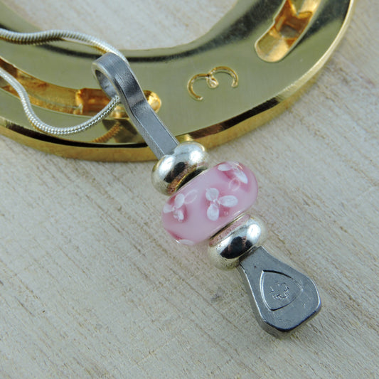 beautiful pendant, lucky charm, with Swiss hoof nail and pearls