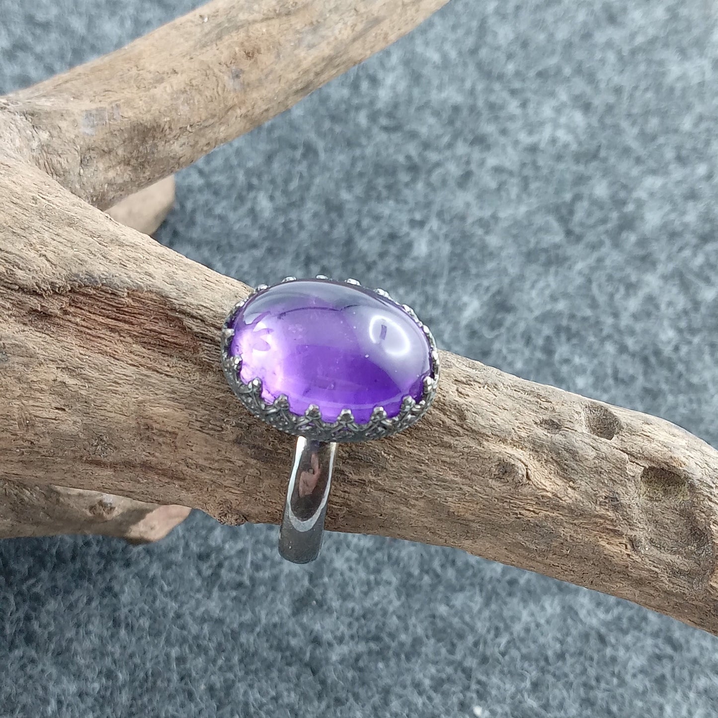 Silver ring with amethyst