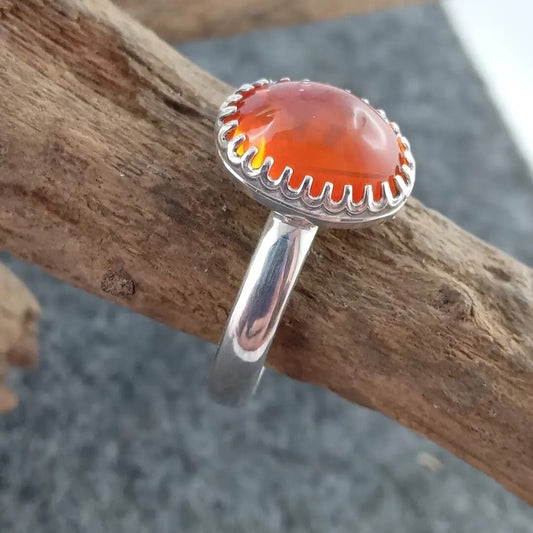 Silver ring with Mexican fire opal