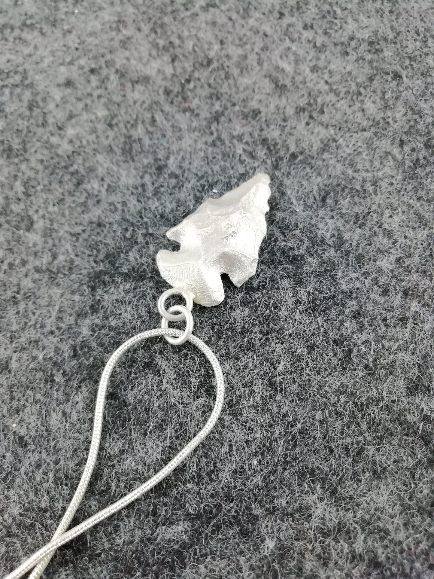 Beautiful necklace with a Stone Age arrowhead made of 925 silver
